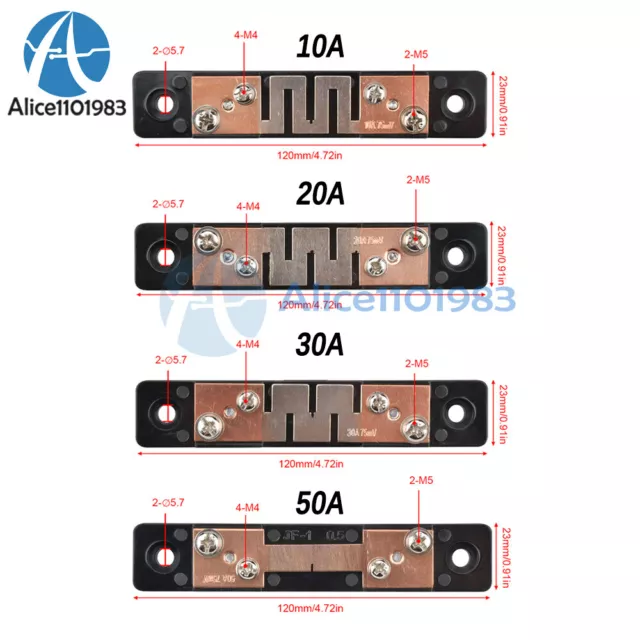 75mV DC Shunt Resistor For Digital Voltmeter Ammeter JF-01 10A /20A/30A /50A