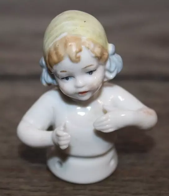 Antique HALF DOLL Porcelain LITTLE DUTCH GIRL Germany