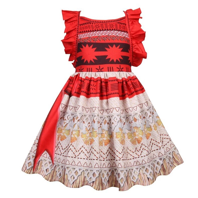 Abito estivo Moana ragazza cinturini arricciature senza schienale abito principessa bellissimo