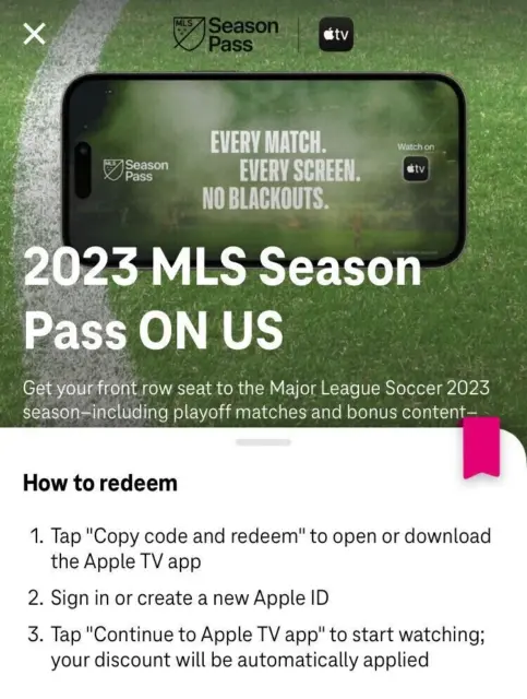 2023 MLS Major League Soccer Season Pass Subscription TV - REQUIRES APPLE ID