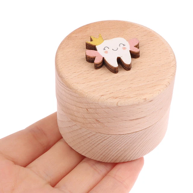 1Pc Baby Teeth Box For Children Teeth Collection Commemorative Box Wooden Box J2
