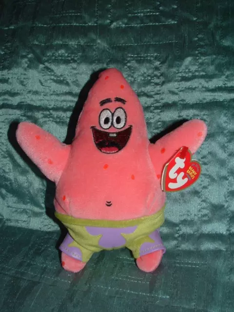 Spongebob Square Pants  6.5" Patrick Star Beanie Plush Soft Toy Ty Inc 2004 Tag