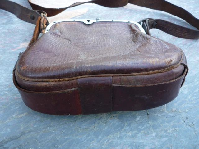 Sacoche De Métier Vintage Années 30/40 En Cuir épais Deux Tons - Ancienne, France, Pour Collection Ou Usage