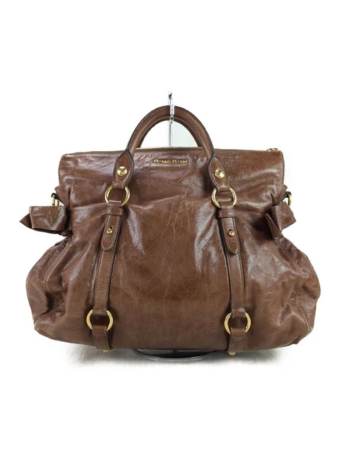 MIU MIU ◆Shoulder Bag/-/BRW// Handbag VITELLO LUX