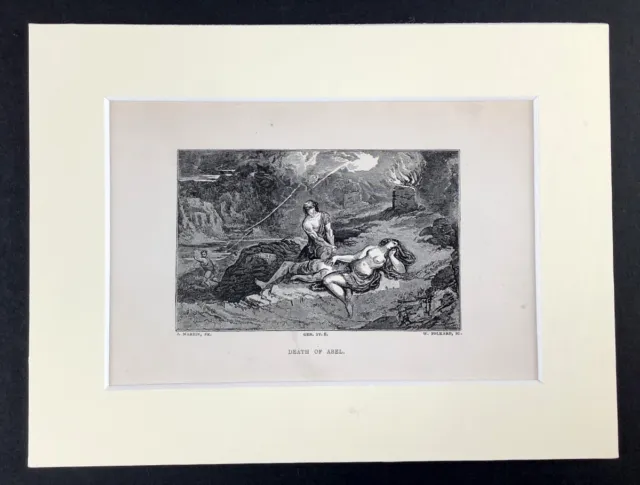 1859 Antique Gravure Cain Murders Capable Death Bible Story The Livre De Genesis