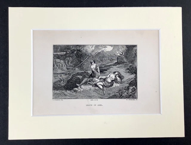 1859 Antique Gravure Cain Murders Capable Death Bible Story The Livre De Genesis
