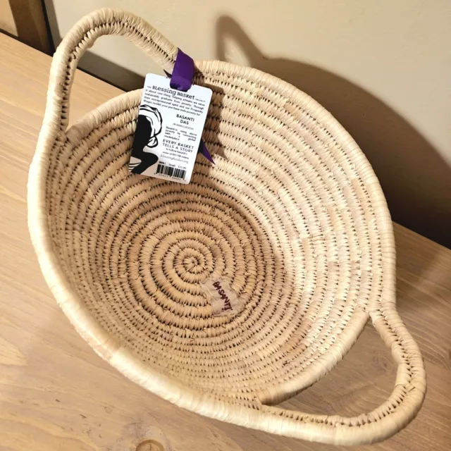 Ten By Three Handmade Artisan Blessing Basket with Handles NWT and Follow WEAVER