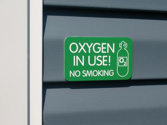 Engraved OXYGEN IN USE Front Door Sign | House Wall Entry Plaque Warning Danger