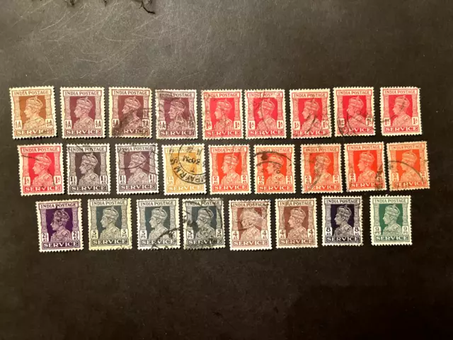 India Stamps King George VI "Service" Lot of (26)Used