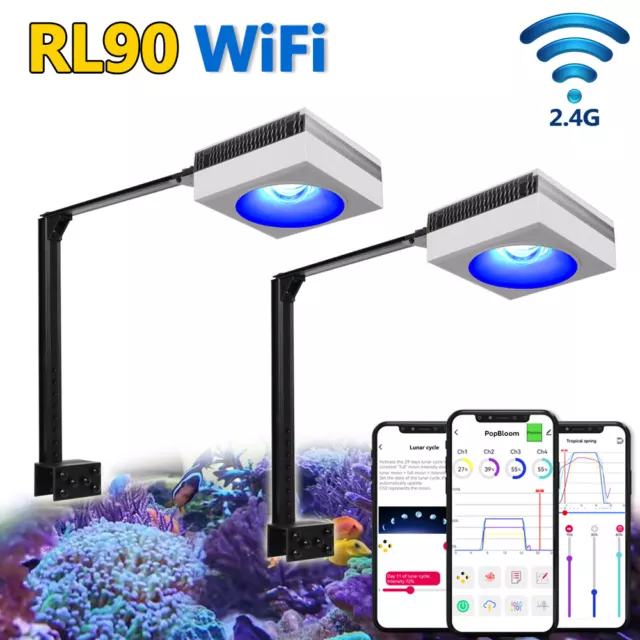 PopBloom WiFi Light RL90 Reef LED Aquarium Light Reef Spectrum Marine Coral Tank