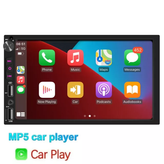 Double 2 Din Car Stereo Bluetooth Radio MP5 Player CarPlay & Android Auto Camera