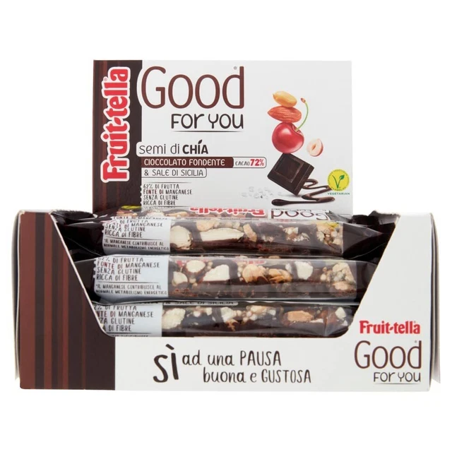 Barretta cereali Fruittella Good For You cioccolato chia frutta 16 x 36 g NUOVO MHD 12/23