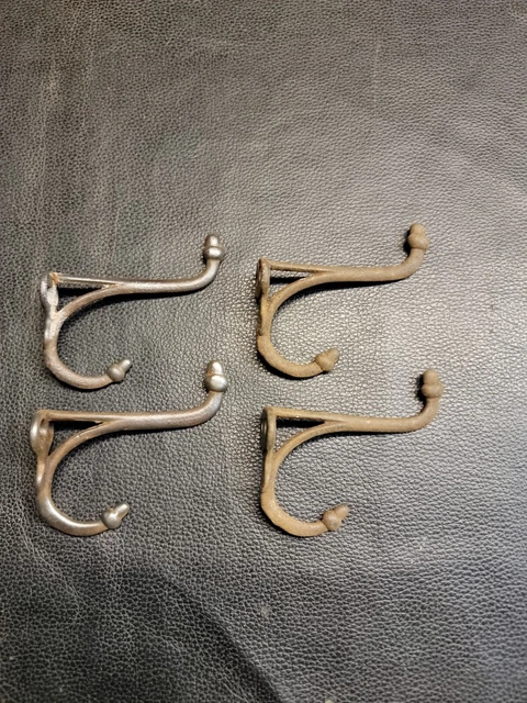 Lot Of 4 Salvaged Antique Vintage Cast Iron Acorn Tip Coat Hooks