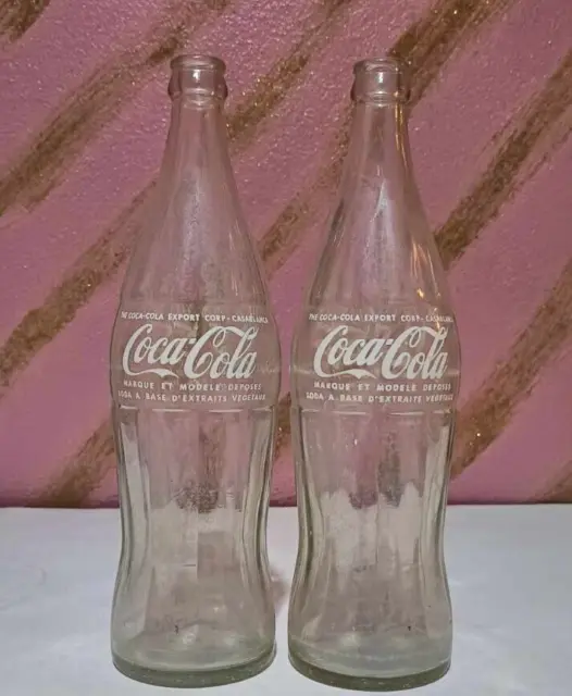 moroco Collection of tow vintage Coca-Cola bottles of 77 CL arabic writting old