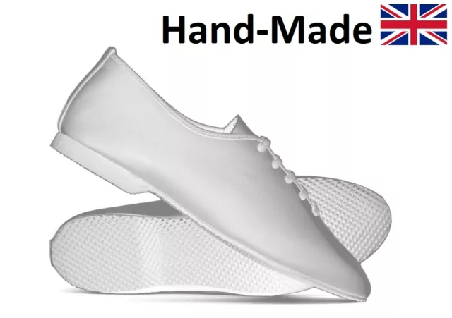 White Leather Full Rubber Sole Dance Stage Jazz Modern Shoes By Katz All Sizes