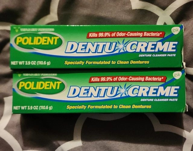 2 Polident Dentu Creme Denture Cleanser Paste Freshness Triple Mint Flavor 3.9oz