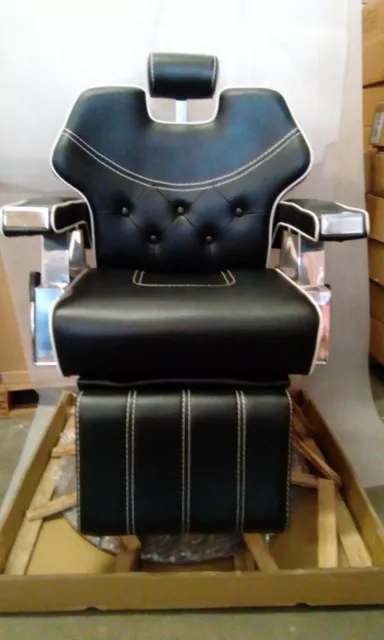 Fauteuil de barbier professionnel modèle 6885 eco cuir noir