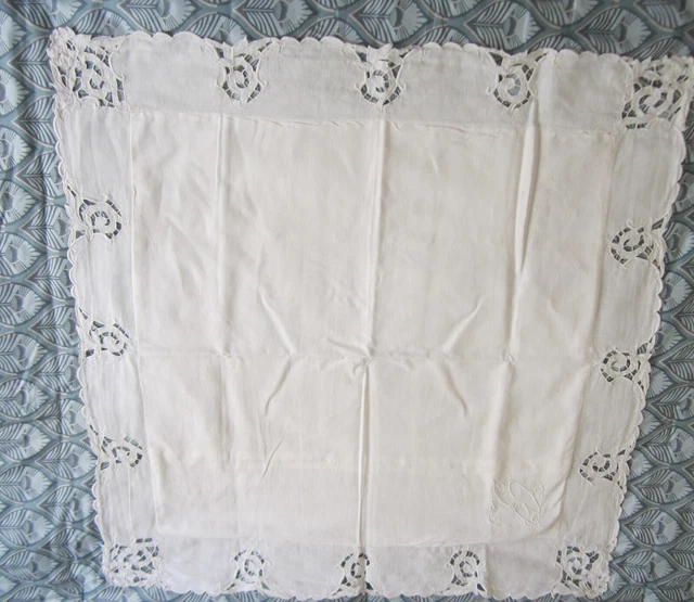 taie d'oreiller ancienne broderies richelieu coton blanc