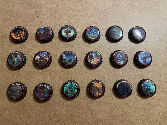 IRON MAIDEN bottle top SINGLES collection full set of 18 tops Troops/robinson