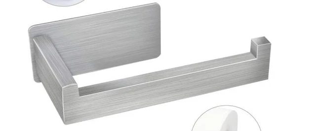 Soporte para rollos de inodoro de corcel inoxidable cepillado 3M autoadhesivo montado en pared NUEVO