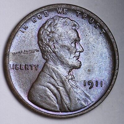 1911 TONED Lincoln Wheat Cent Penny CHOICE BU UNCIRCULATED MS FREE P/H E128 KCR
