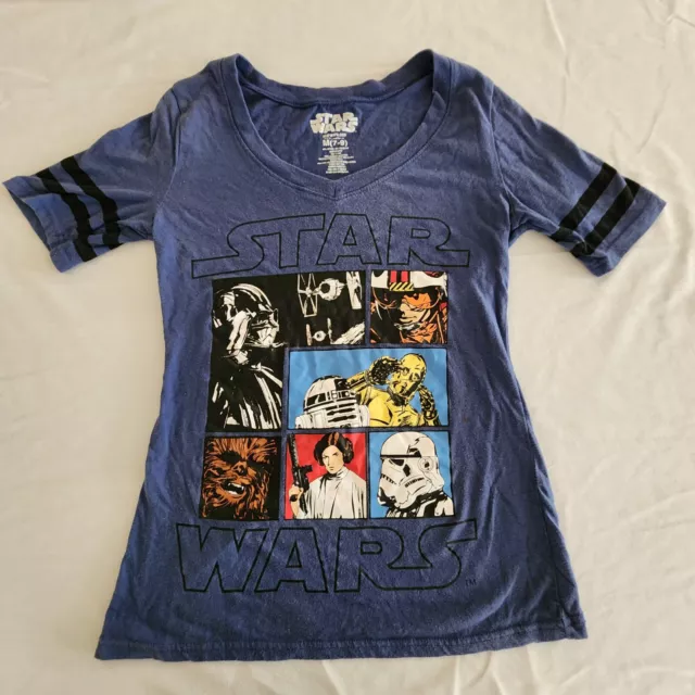 Star Wars Character Collage Blue T-Shirt Women's Juniors M (7-9)