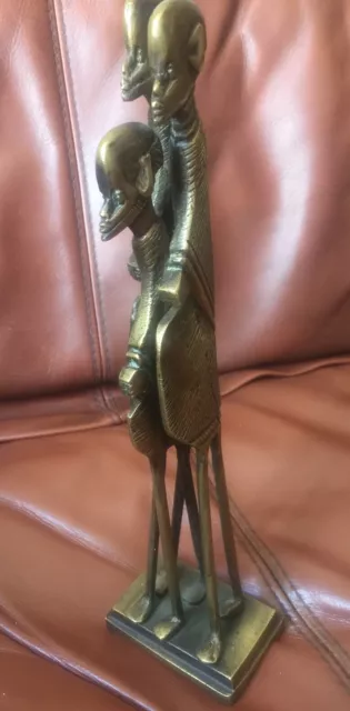 De colección 3 figuras de bronce tribu africana grande 12"" de alto fundido en maravilloso detalle.