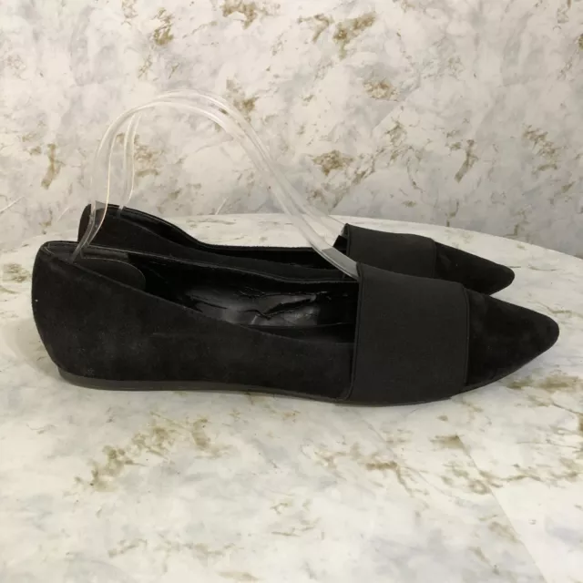 Franco Sarto Women's Size 8.5M Shoes Black Suede Slip On Comfort Career Flats