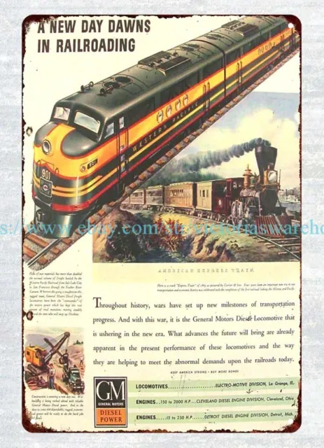 1943 Western Pacific Railroad Diesel Locomotive railway Train metal tin sign