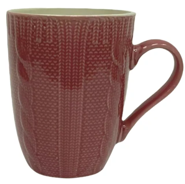 Conjunto De 4 Grande Tazas Rosa Cerámica Estampado Cordón Punto Café Té 400ml