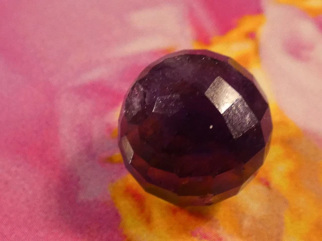 Antique Chinese Faceted High Quality Amethyst Bead Natural Color 11.1 Mm