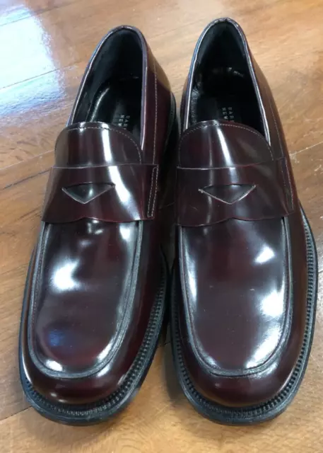 Barneys New York Burgundy Penny Loafers Men's Size 8.5 Handmade in Spain New