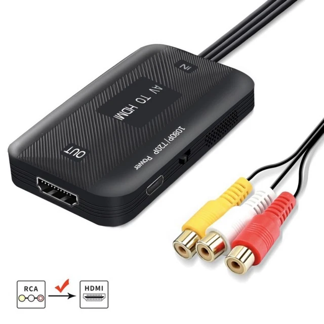 PAL NTSC 1080P AV to HDMI Cable RCA to HDMI Converter 3 RCA CVBS Composite