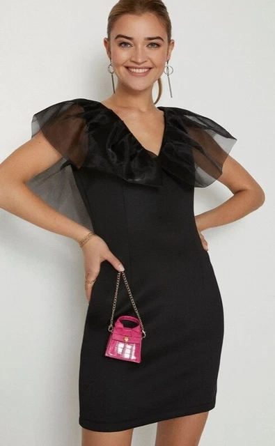 Coast black 2025 ruffle dress
