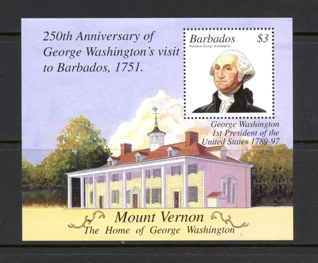 R3370   Barbados  2001    George Washington   SHEET   MNH