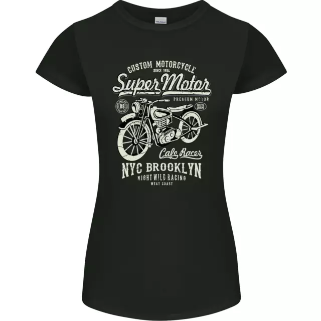 Maglietta Super Motor Cafe Racer Motorcycle Biker Donna Petite Cut