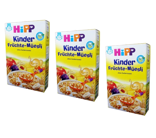 3x 200g HiPP Infantil Frutas Muesli Müesli Sin Azúcares Añadidos Bio Ab 10. Mese