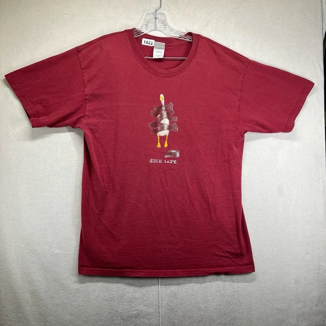 Vintage 90s 1997 Will Bullas Duck Tape Funny Graphic T Shirt Mens Large Red