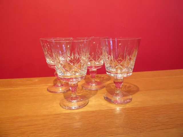 Stunning  Retro  Vintage Cut glass Crystal port / water / wine glasses x 4 2