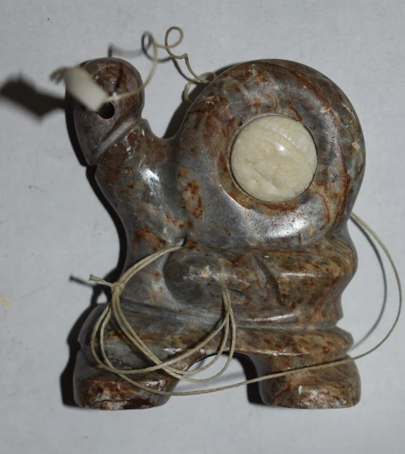 ORIG $399 INUIT SHAMAN STONE/deer BONE PROTECTIVE HUNTING FETISH 5"
