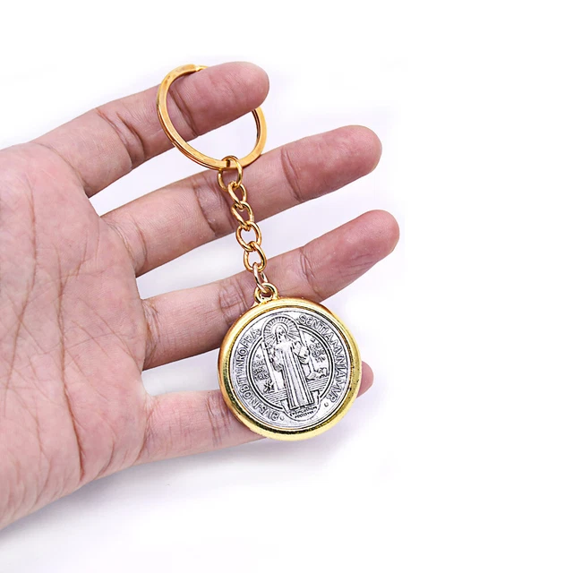 Keyring Llavero de San Benito Saint St Benedict Crucifix Medal Keychain Pendant
