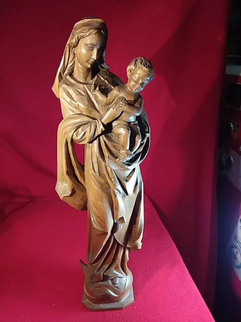 Alte Große Holz Figur Madonna mit Kind Holz geschnitzt (1762)