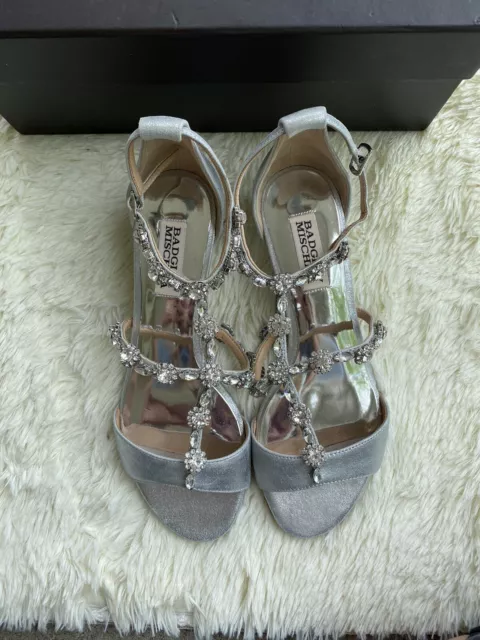 NIB Badgley Mischka Terry II Silver Sandals $220 2
