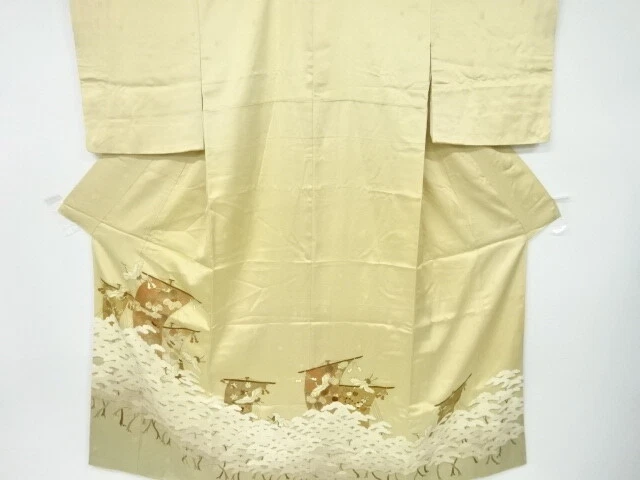6625417: Japanese Kimono / Vintage Iro-Tomesode / Embroidery / Cranes & Pine Wit