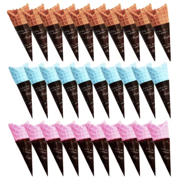 Decorative Plastic Ice Cream Cones - Set of 30 for Pretend Play and Parties