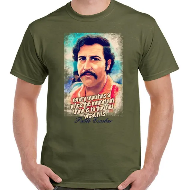 T-shirt Pablo Escobar da uomo divertente spettacolo televisivo narcos cartello droga cocaina top a prezzo 7