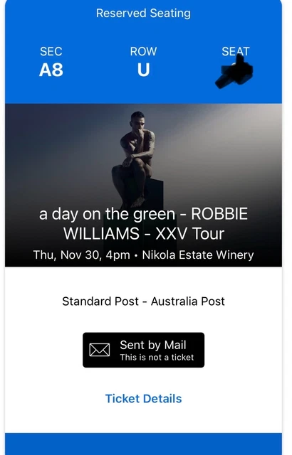 1x ROBBIE WILLIAMS - A Day on the Green - Reserved Seating 30th November 23