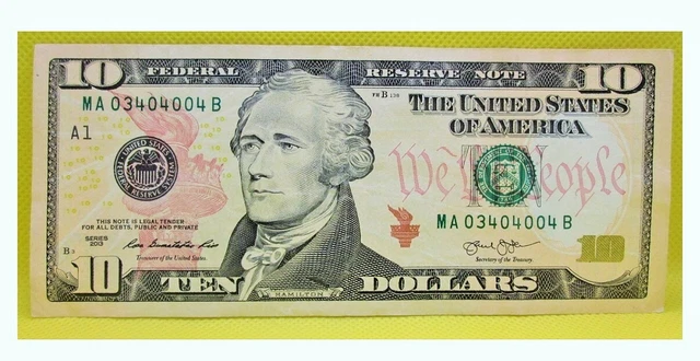MA 03/40/40/04 B TEN US Dollar _Series 2013_Fancy Serial #_Close Binary Radar_