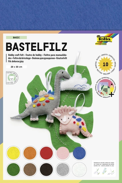 Folia Bastelfilz BASIC 150g/m², 20x30cm, 10 Blatt, farbig sortiert (2022)
