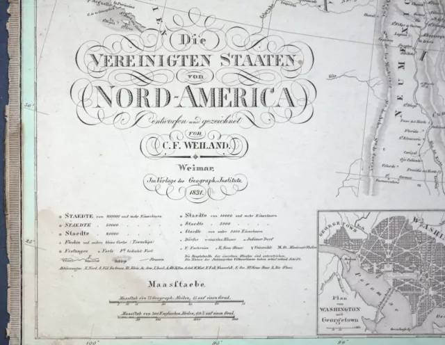 Usa Amerika Die Vereinigten Staaten Von Nord-America C.f.weiland Weimar 1831 3